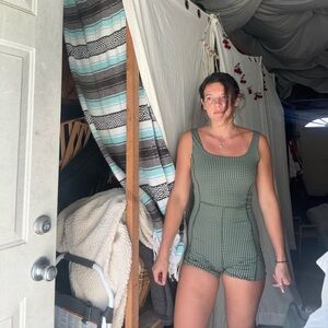 Madewell Green checkered romper